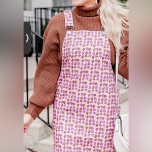 Floral Pink and Purple Pinafore Dress
